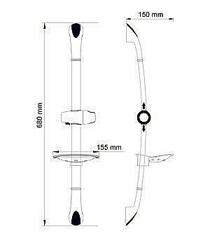 Душевая штанга WasserKRAFT A006 68 см купить в интернет-магазине сантехники Sanbest
