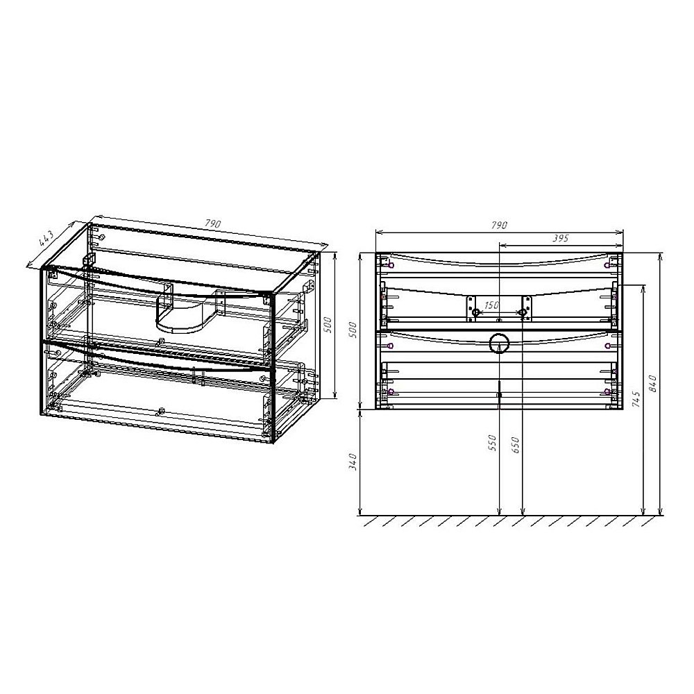 Тумба с раковиной Vincea Mia 800 Beton для ванной в интернет-магазине Sanbest