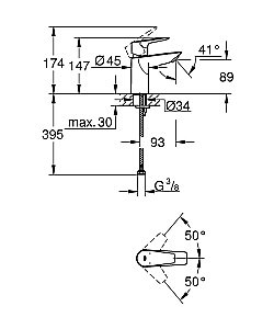 Смеситель для раковины Grohe BauEdge 2020 23330001 купить в интернет-магазине сантехники Sanbest