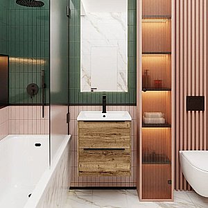 Тумба с раковиной La Fenice Tesoro 60 FNC-01-TES-DGT-60-2 галифакс табак для ванной в интернет-магазине Sanbest