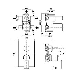 Смеситель для душа Paffoni Tango TA019CR/M (с внутренней частью) купить в интернет-магазине сантехники Sanbest