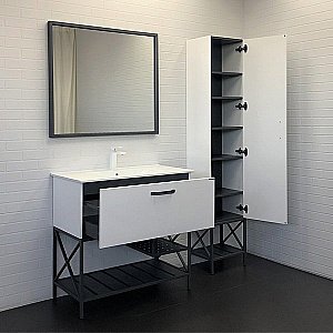 Тумба с раковиной Comforty Бредфорд 00-00009955 90 белый/графит для ванной в интернет-магазине Sanbest