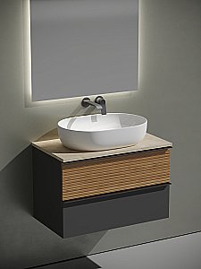 Тумба с раковиной Sancos DELTA 80 со столешницей, дуб красный/графит для ванной в интернет-магазине Sanbest