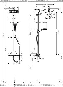 Душевая система Hansgrohe Crometta E Showerpipe 240 1jet 27271000 купить в интернет-магазине сантехники Sanbest