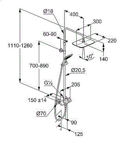 Душевая система Kludi Cockpit 8005005-00 хром купить в интернет-магазине сантехники Sanbest