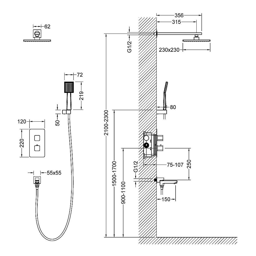 Душевая система Timo PETRUMA SX-5049/17SM золото матовое купить в интернет-магазине сантехники Sanbest