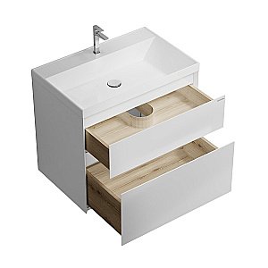 Тумба с раковиной подвесная Grossman МЕРКАДО 70 с 2-я ящ, белая матовая для ванной в интернет-магазине Sanbest