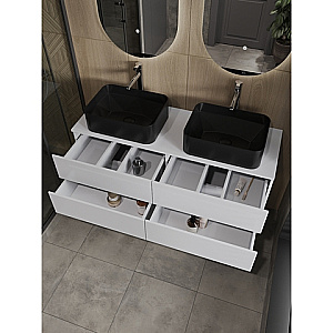Тумба с раковиной Orange Otto 130 Ot-130TuMDF+B02-460MB белая глянцевая для ванной в интернет-магазине Sanbest