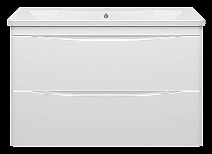 Тумба с раковиной Misty Атлантик -100 П-Атл-01100-011П2Я белая для ванной в интернет-магазине Sanbest