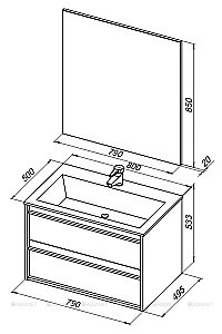 Тумба с раковиной Aquanet Lino 80 Дуб Веллингтон для ванной в интернет-магазине Sanbest