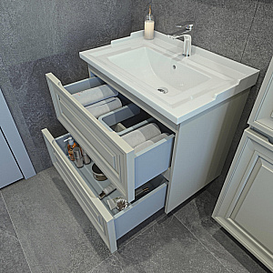 Тумба с раковиной Caprigo Ponza-A 70 два ящика, серая для ванной в интернет-магазине Sanbest