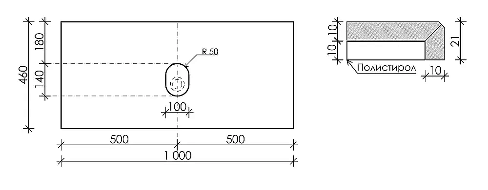 Столешница Sancos 100 TT100A2 без отверстия под смеситель, бежевая для ванной в интернет-магазине сантехники Sanbest