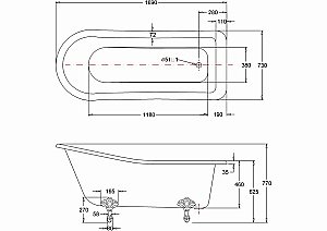 Ванна акриловая Burlington Harewood Slipper 169х73 купить в интернет-магазине Sanbest
