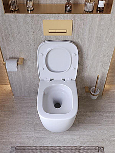 Унитаз подвесной Cezares COMFORT CZR-380-TH-TOR/SC белый, безободковый, с крышкой микролифт, слив торнадо купить в интернет-магазине Sanbest