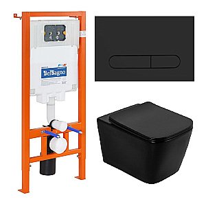 Унитаз подвесной BelBagno ARDENTE-C BB3202CHR-MB безободковый, с крышкой микролифт, с инсталляцией и кнопкой купить в интернет-магазине Sanbest