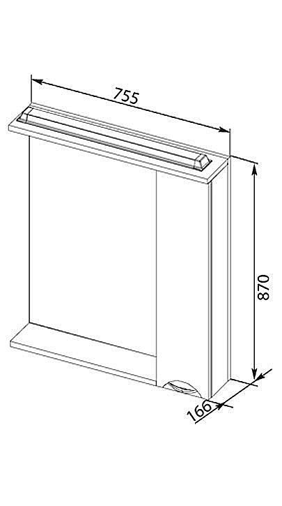Зеркало со шкафом Aquanet Гретта 75 белое в ванную от интернет-магазине сантехники Sanbest