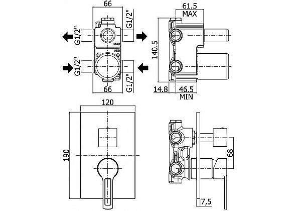 Смеситель для душа Paffoni Ringo RIN018NO/M (с внутренней частью) купить в интернет-магазине сантехники Sanbest
