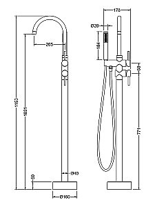 Смеситель для ванны Timo Saona 2300/03Y-CR черный матовый купить в интернет-магазине сантехники Sanbest