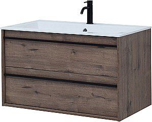 Тумба с раковиной Aquanet Lino 90 Дуб Веллингтон для ванной в интернет-магазине Sanbest