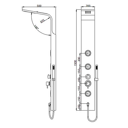 Душевая панель RGW Shower Panels SP-04 черная купить в интернет-магазине сантехники Sanbest