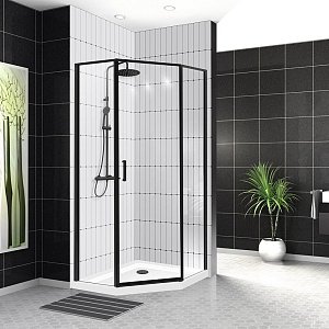 Душевой уголок BelBagno UNO-195-P-1-90-C-NERO 90х90 стекло прозрачное/профиль черный купить в интернет-магазине Sanbest