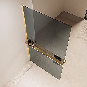 Душевая перегородка Vincea Walk-In VSW-1HR900MRG 90x200 профиль матовый золотой/стекло зеркальное купить в интернет-магазине Sanbest