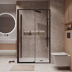 Душевой уголок Niagara Nova NG-85-12AB/NG-A100B-34 120х100 стекло прозрачное/профиль черный матовый купить в интернет-магазине Sanbest