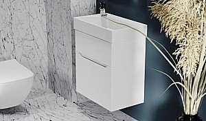 Тумба с раковиной Jorno Folk 55 белая для ванной в интернет-магазине Sanbest