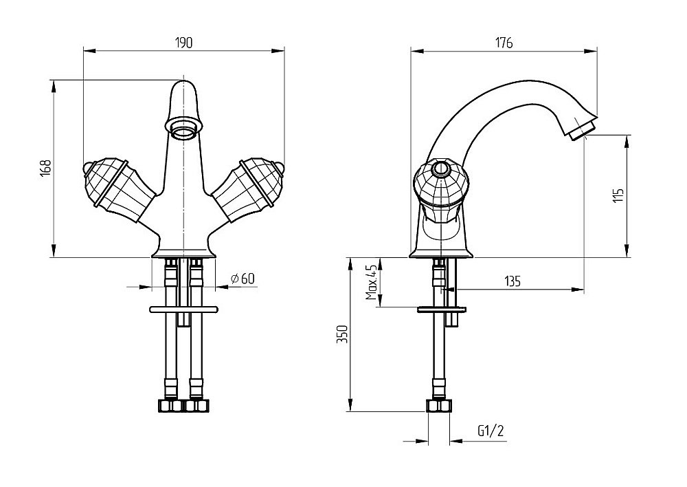 Смеситель для раковины Migliore PRESTIGE CRYSTAL 32585 золото купить в интернет-магазине сантехники Sanbest