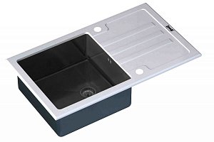 Мойка кухонная Zorg Inox Glass GL-7851 Белая Черная купить в интернет-магазине сантехники Sanbest