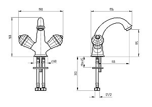 Смеситель для раковины Migliore PRESTIGE CRYSTAL 32585 золото купить в интернет-магазине сантехники Sanbest