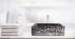 Раковина накладная WeltWasser WW ELBACH 2179 K512 40 черный мрамор купить в интернет-магазине Sanbest
