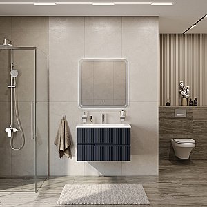 Тумба с раковиной Cezares DUET-N 80 DUET-N-800-2C-SO-GR-P+CZR-8073-80 Grafito для ванной в интернет-магазине Sanbest