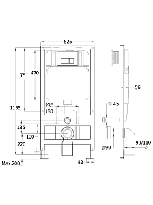 Инсталляция для унитаза WeltWasser WW BAMBERG 525 GR 10000014418 кнопка серая купить в интернет-магазине сантехники Sanbest