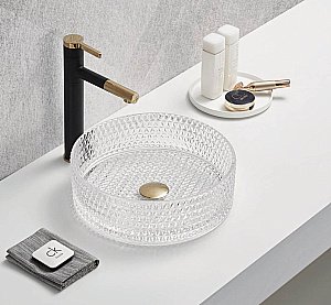 Раковина накладная CeramaLux NC 36 GL01 прозрачная купить в интернет-магазине Sanbest