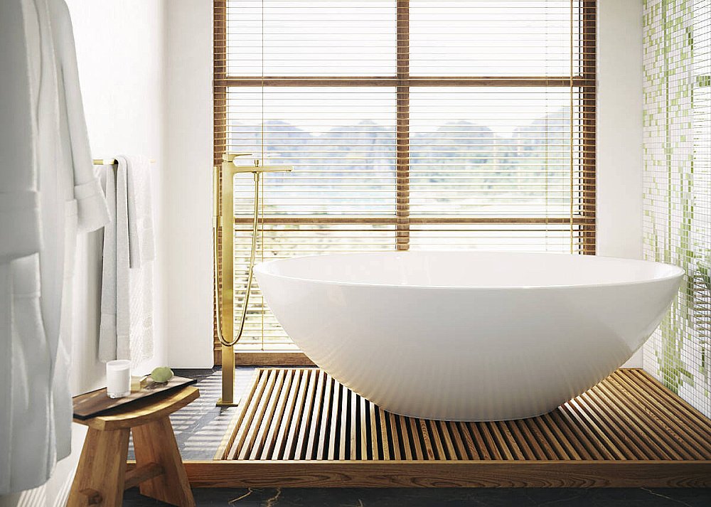 Смеситель для ванны Hansgrohe Metropol 32532990 золото купить в интернет-магазине сантехники Sanbest