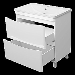 Тумба с раковиной Misty Атлантик - 80 П-Атл-01080-0112Я белая для ванной в интернет-магазине Sanbest