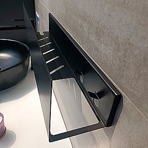 Полка Aquanet Магнум 274189 50 черная матовая, с крючками купить в интернет-магазине сантехники Sanbest