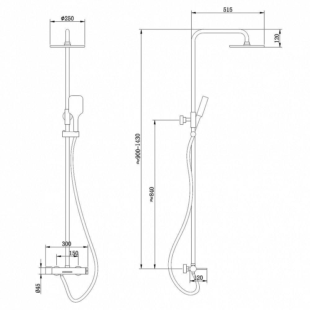 Душевая система ABBER Emotion AF8816L хром купить в интернет-магазине сантехники Sanbest