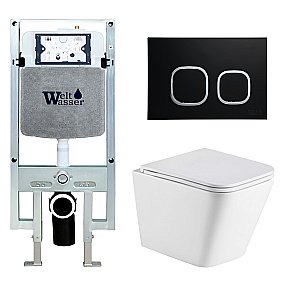 Унитаз с инсталляцией WeltWasser AMBERG 497 ST + GELBACH 043 GL-WT + AMBERG RD-BL купить в интернет-магазине Sanbest