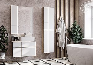 Шкаф подвесной Акватон Мишель 23 дуб эндгрейн/белый для ванной в интернет-магазине сантехники Sanbest