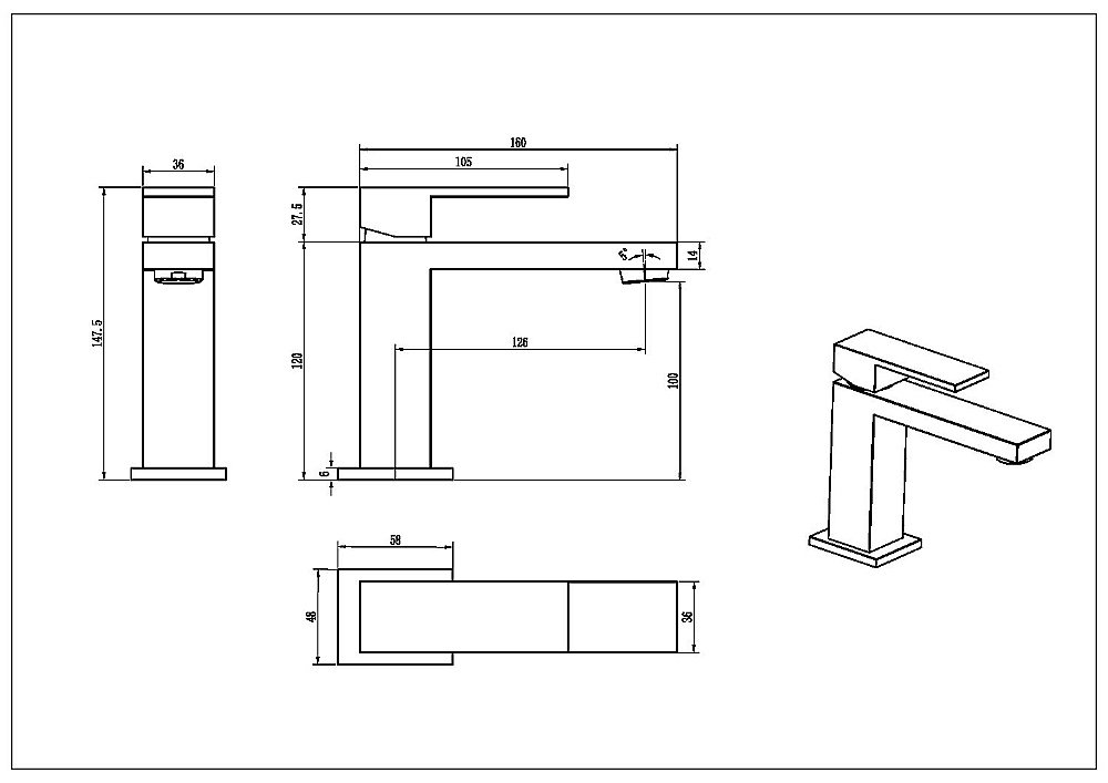 Смеситель для раковины Boheme Qubic 471-SGM графит купить в интернет-магазине сантехники Sanbest