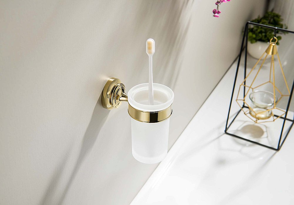 Стакан Aquatek Классик AQ4527PG стекло матовое/золото полированное купить в интернет-магазине сантехники Sanbest