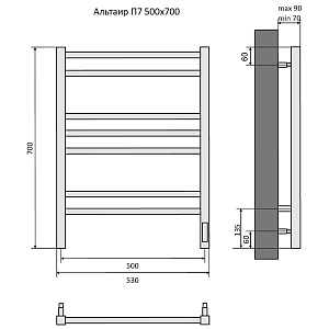 Полотенцесушитель Aquatek Альтаир П7 50х70 AQ EL KP0770CH хром купить в интернет-магазине сантехники Sanbest