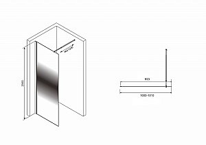 Душевое ограждение Abber IMMER OFFEN 100 прозрачное-тонированное/черный купить в интернет-магазине Sanbest