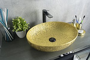 Раковина накладная Gid Lago 51,5 Nc444 52233 золото купить в интернет-магазине Sanbest