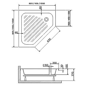 Душевой поддон RGW Acryl BT/CL-S 16180588-51 80х80 белый купить в интернет-магазине Sanbest
