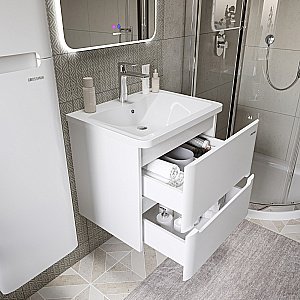 Тумба с раковиной подвесная Grossman АДЕЛЬ-НОРМА 60 белая для ванной в интернет-магазине Sanbest