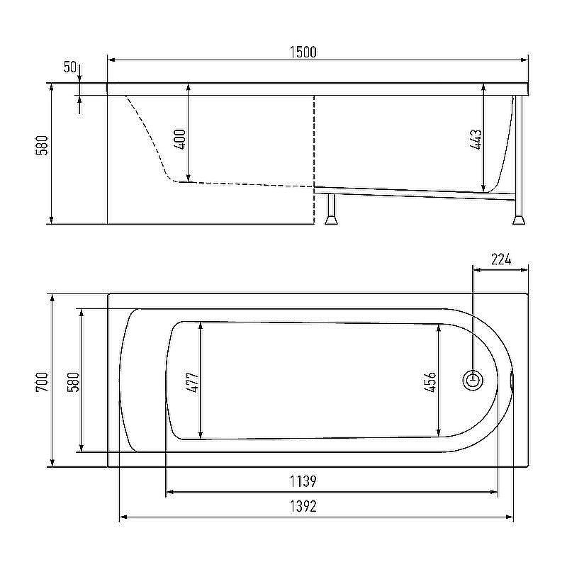 Ванна Alex Baitler Michigan 150х70 купить в интернет-магазине Sanbest