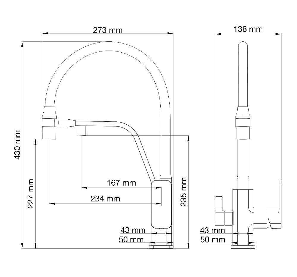 Смеситель для кухни WONZON & WOGHAND WW-88458013-BGM темный графит купить в интернет-магазине сантехники Sanbest